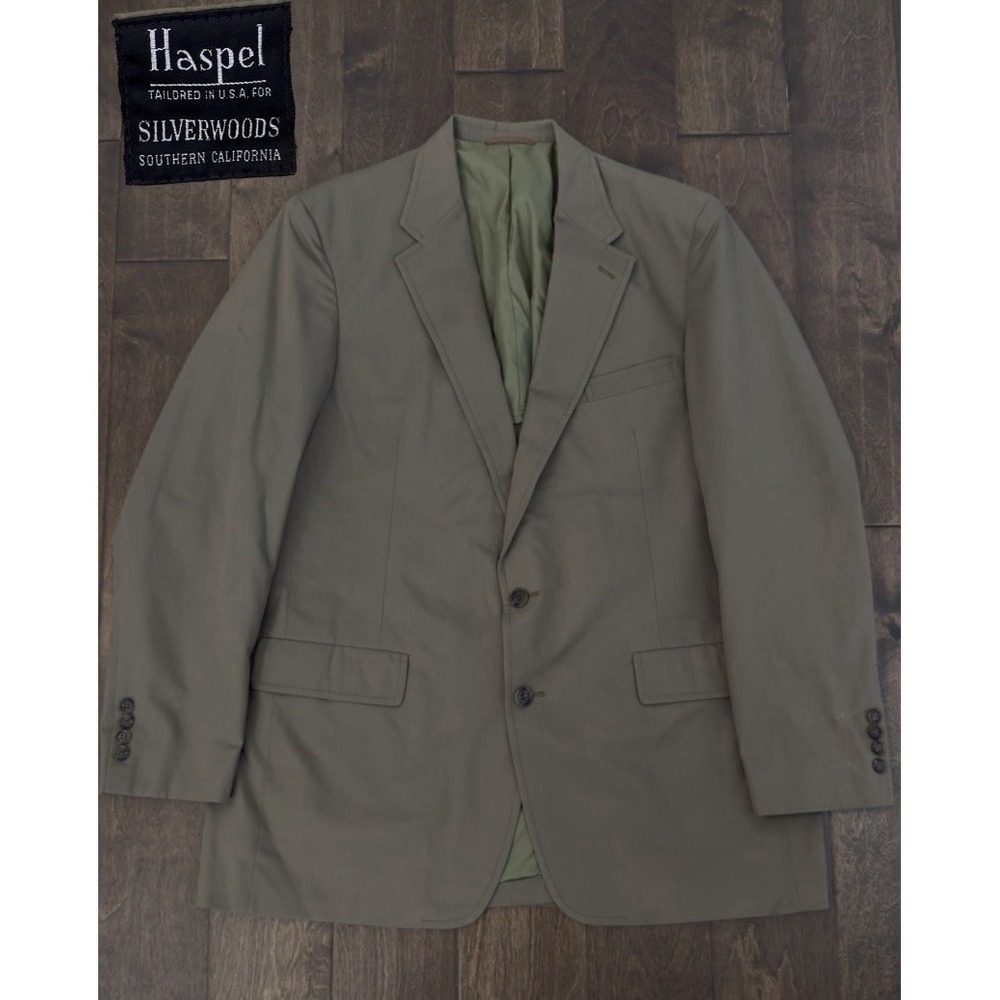 Haspel Mens Blazer Size 42L Tan Beige Suit‎ Jacket 2-Button Single Breasted